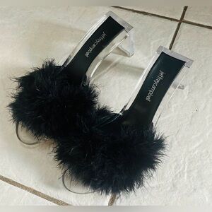 ✨ Jeffrey Campbell Feather Slide Heels • Size 9 • Statement Glam ✨